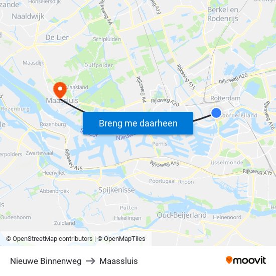 Nieuwe Binnenweg to Maassluis map