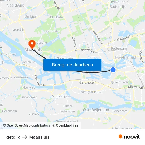 Rietdijk to Maassluis map