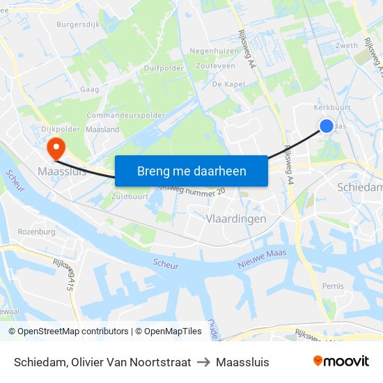 Schiedam, Olivier Van Noortstraat to Maassluis map