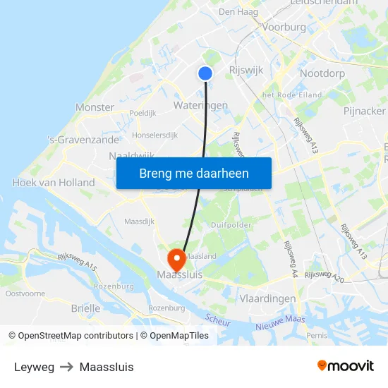 Leyweg to Maassluis map