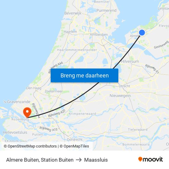 Almere Buiten, Station Buiten to Maassluis map