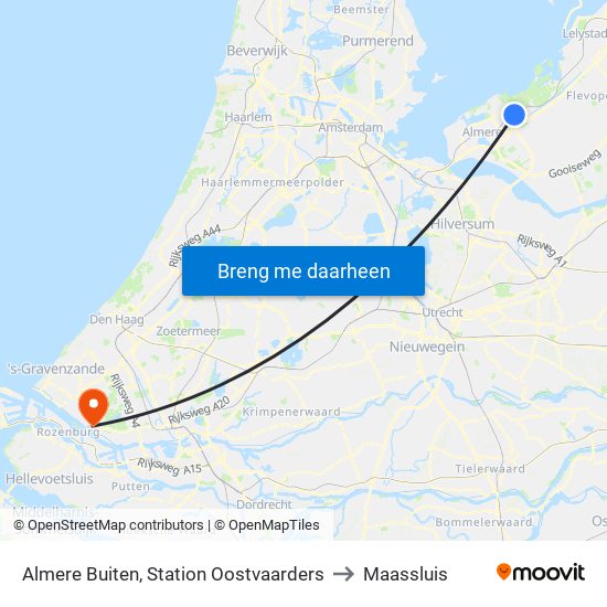 Almere Buiten, Station Oostvaarders to Maassluis map