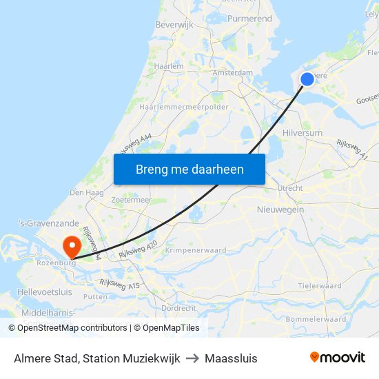 Almere Stad, Station Muziekwijk to Maassluis map