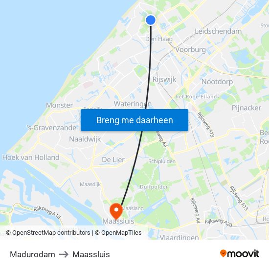 Madurodam to Maassluis map