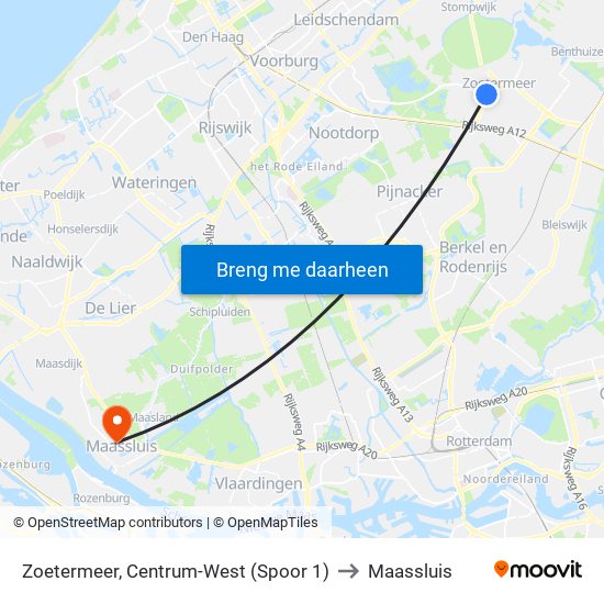 Zoetermeer, Centrum-West (Spoor 1) to Maassluis map