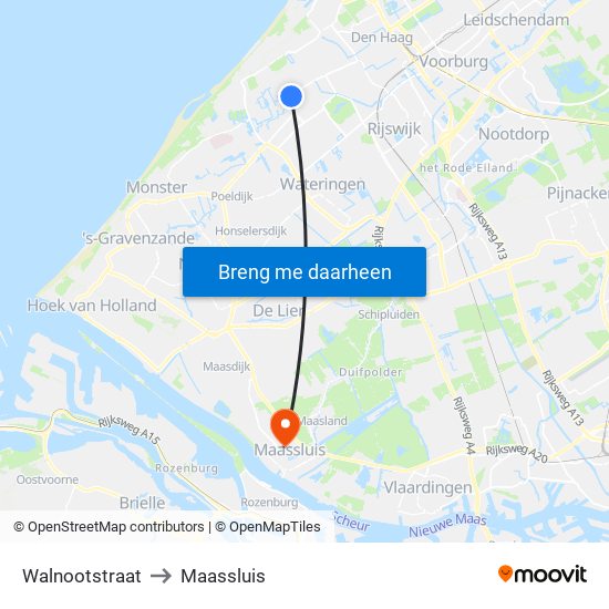 Walnootstraat to Maassluis map