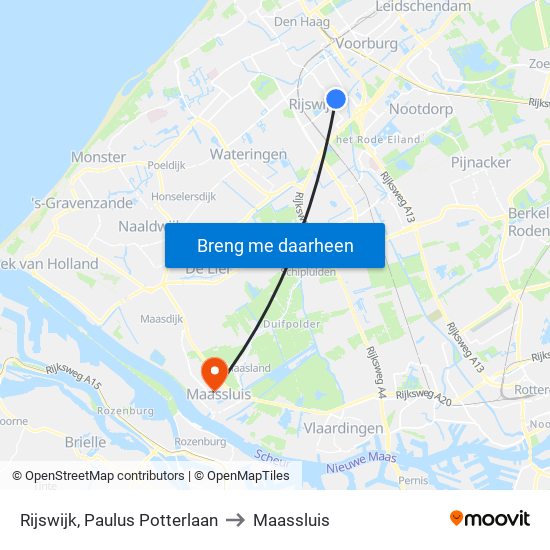 Rijswijk, Paulus Potterlaan to Maassluis map