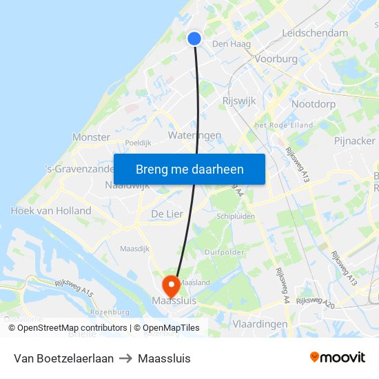 Van Boetzelaerlaan to Maassluis map