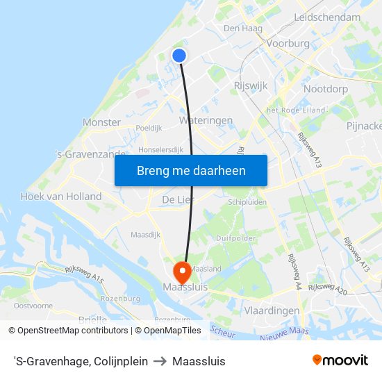 'S-Gravenhage, Colijnplein to Maassluis map