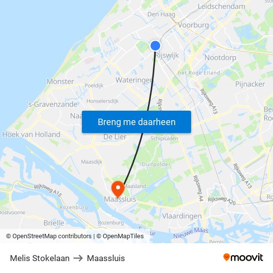 Melis Stokelaan to Maassluis map