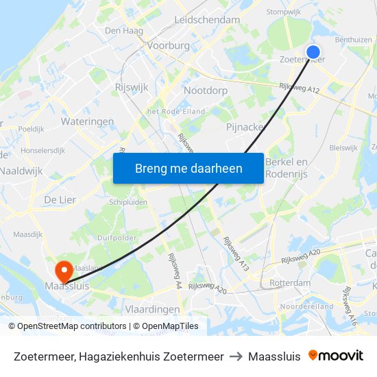 Zoetermeer, Hagaziekenhuis Zoetermeer to Maassluis map