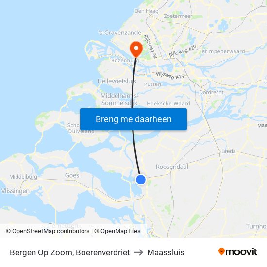 Bergen Op Zoom, Boerenverdriet to Maassluis map