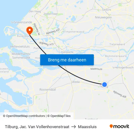 Tilburg, Jac. Van Vollenhovenstraat to Maassluis map