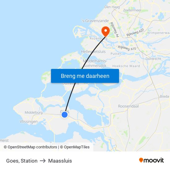 Goes, Station to Maassluis map