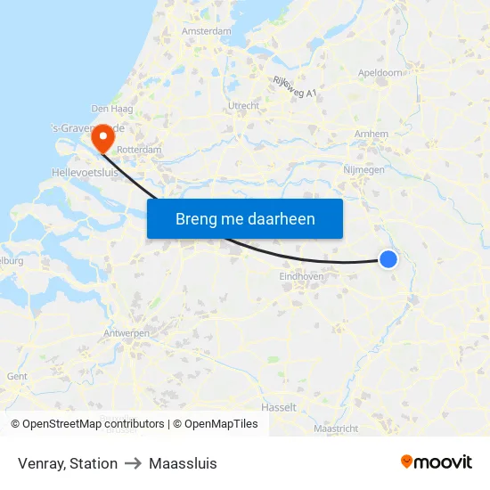 Venray, Station Venray to Maassluis map