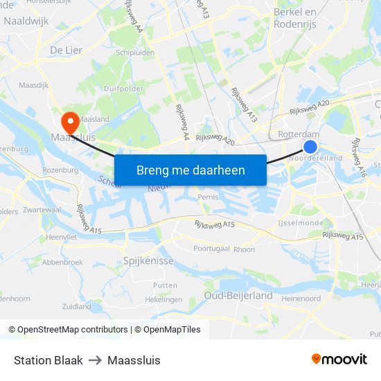 Station Blaak to Maassluis map