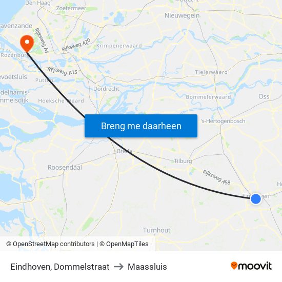 Eindhoven, Dommelstraat to Maassluis map