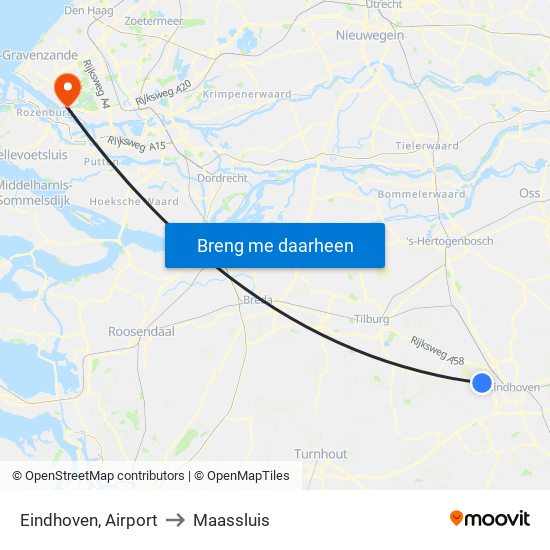 Eindhoven, Airport to Maassluis map
