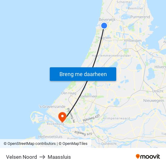Velsen Noord to Maassluis map