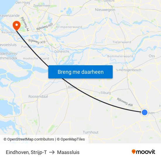 Eindhoven, Strijp-T to Maassluis map