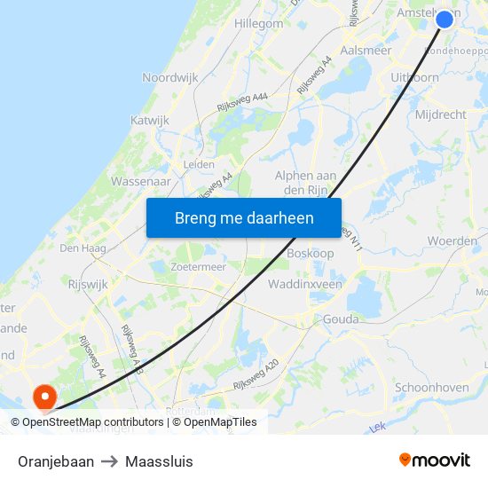 Oranjebaan to Maassluis map