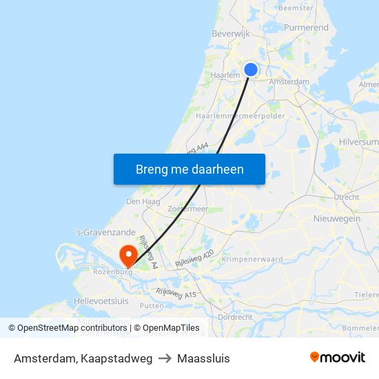 Amsterdam, Kaapstadweg to Maassluis map