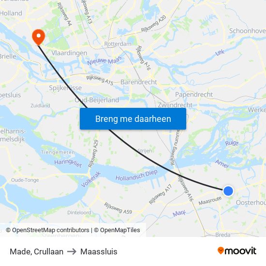 Made, Crullaan to Maassluis map