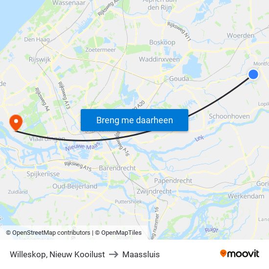 Willeskop, Nieuw Kooilust to Maassluis map
