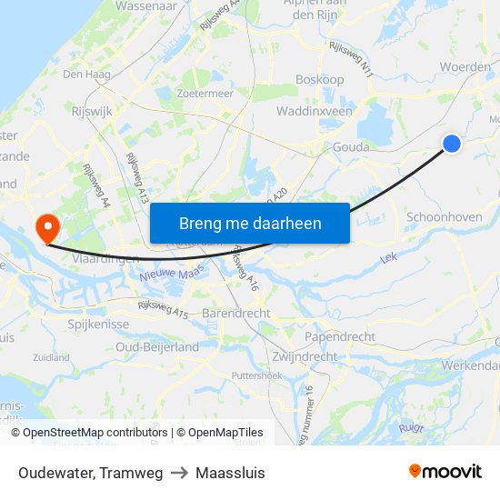 Oudewater, Tramweg to Maassluis map