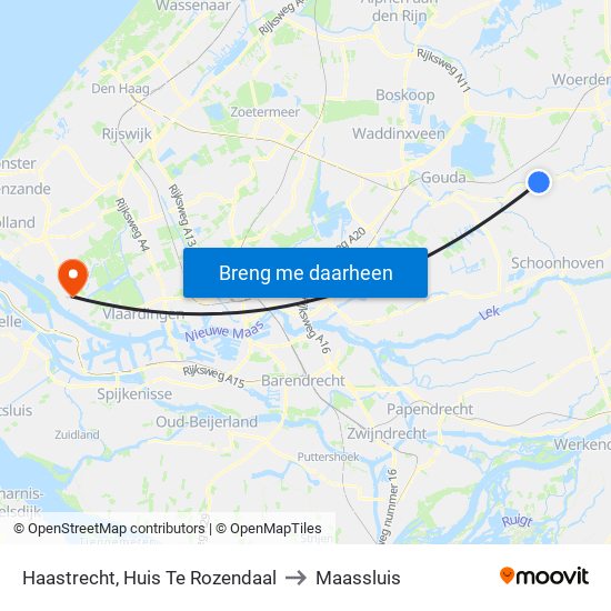 Haastrecht, Huis Te Rozendaal to Maassluis map