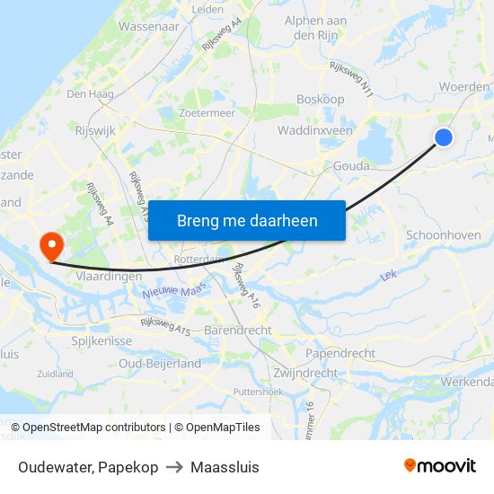 Oudewater, Papekop to Maassluis map