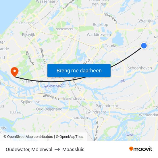 Oudewater, Molenwal to Maassluis map