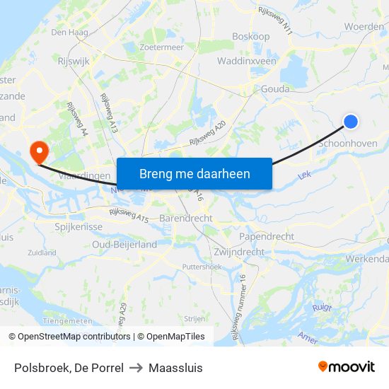 Polsbroek, De Porrel to Maassluis map