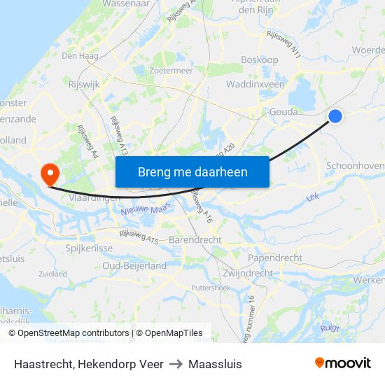 Haastrecht, Hekendorp Veer to Maassluis map