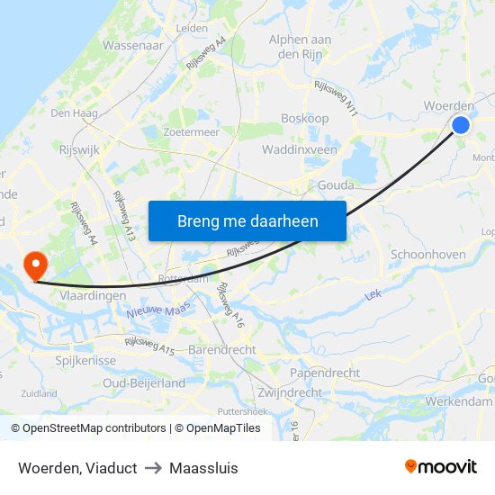 Woerden, Viaduct to Maassluis map