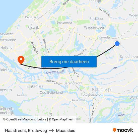 Haastrecht, Bredeweg to Maassluis map