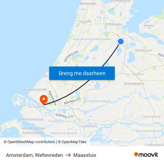 Amsterdam, Weltevreden to Maassluis map
