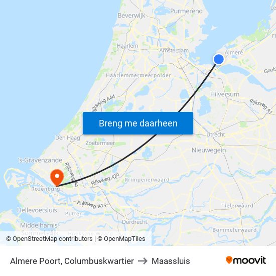 Almere Poort, Columbuskwartier to Maassluis map