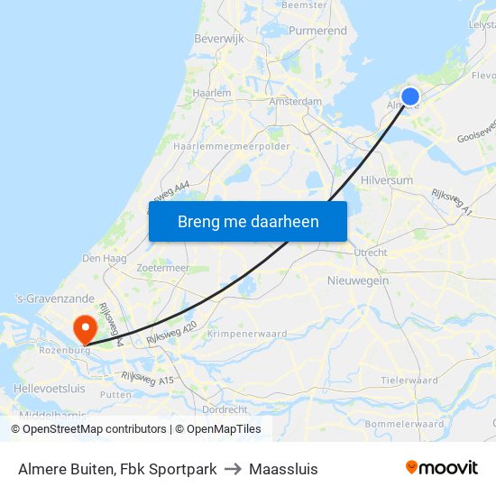 Almere Buiten, Fbk Sportpark to Maassluis map