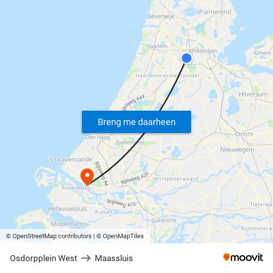 Osdorpplein West to Maassluis map