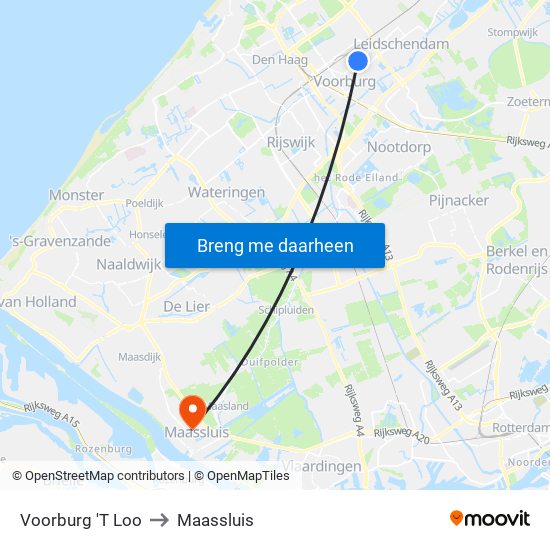 Voorburg 'T Loo to Maassluis map