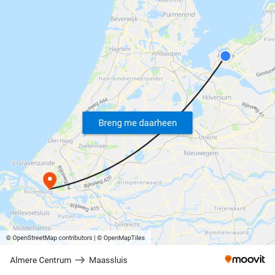 Almere Centrum to Maassluis map