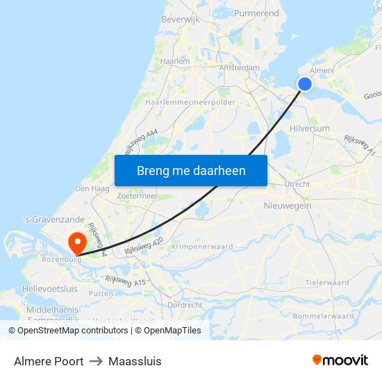 Almere Poort to Maassluis map