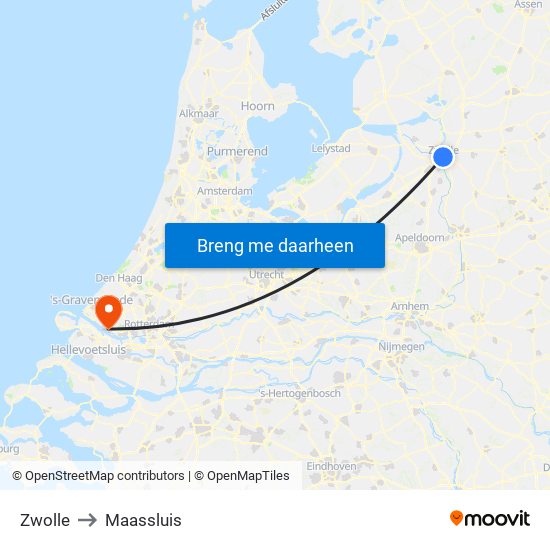 Zwolle to Maassluis map