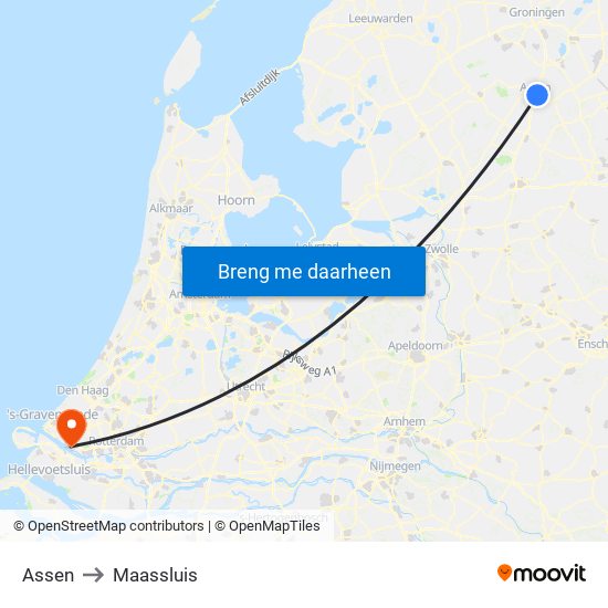 Assen to Maassluis map