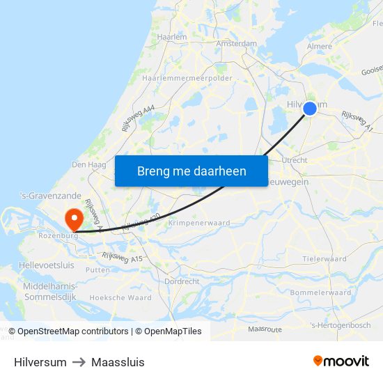 Hilversum to Maassluis map