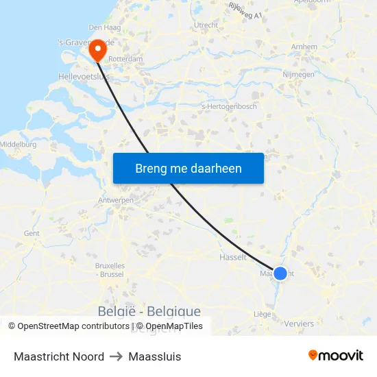 Maastricht Noord to Maassluis map