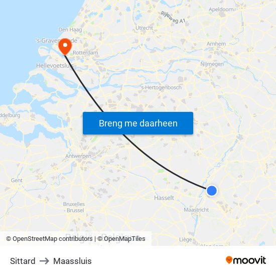 Sittard to Maassluis map