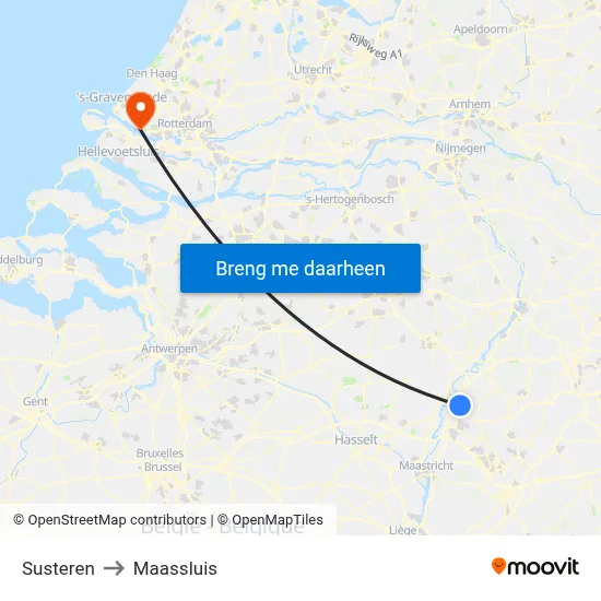 Susteren to Maassluis map