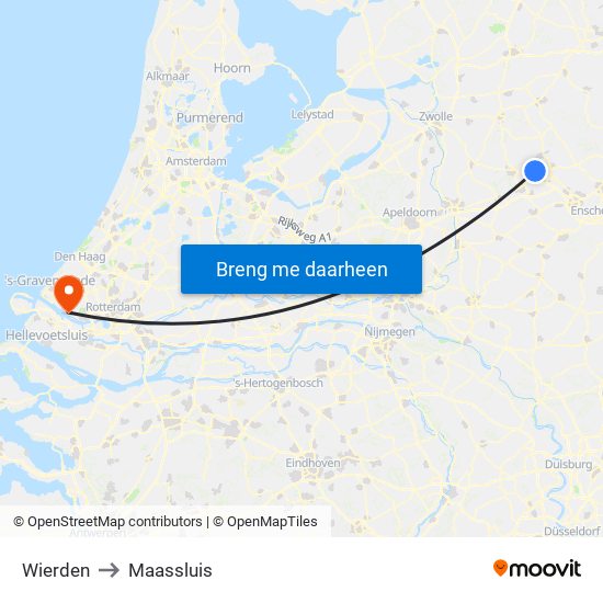 Wierden to Maassluis map